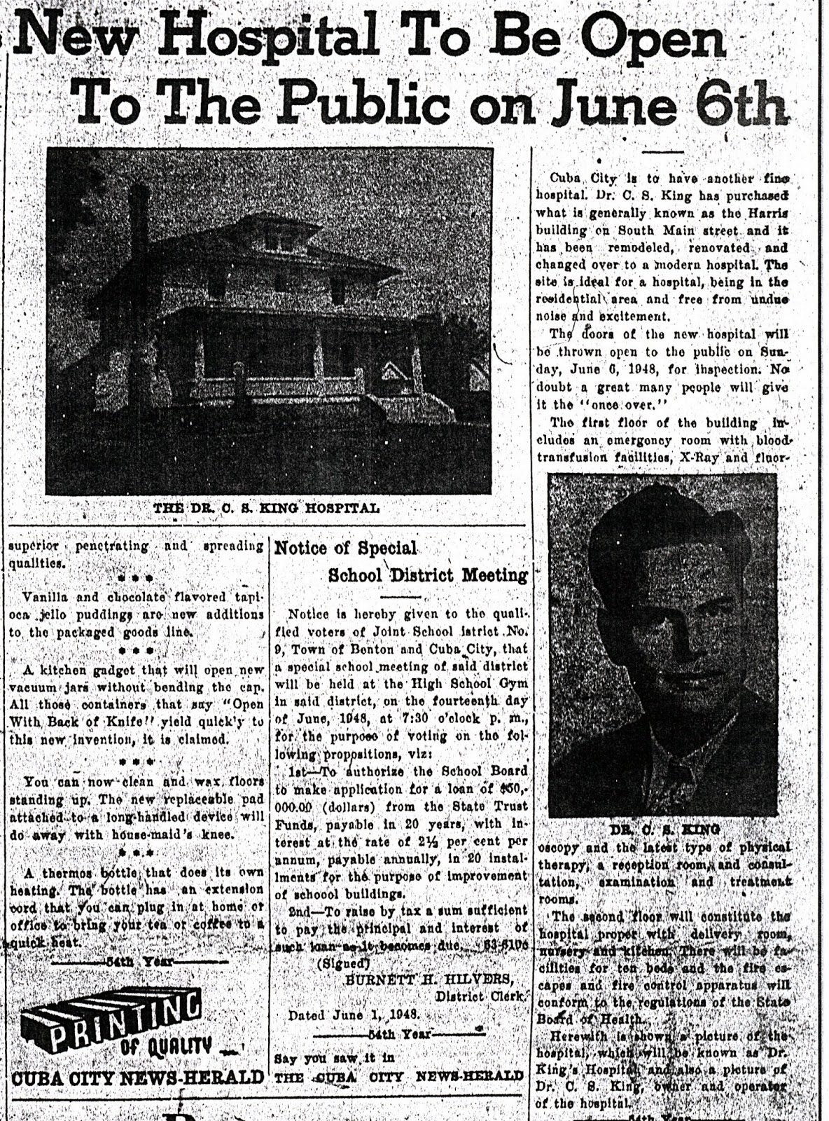 Dr. C. S. King in Cuba City