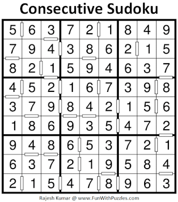 Answer of Consecutive Sudoku Puzzle (Fun With Sudoku #341)