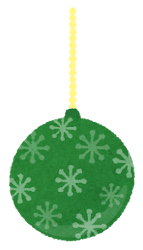 クリスマスの飾りのイラスト（緑のクーゲル）