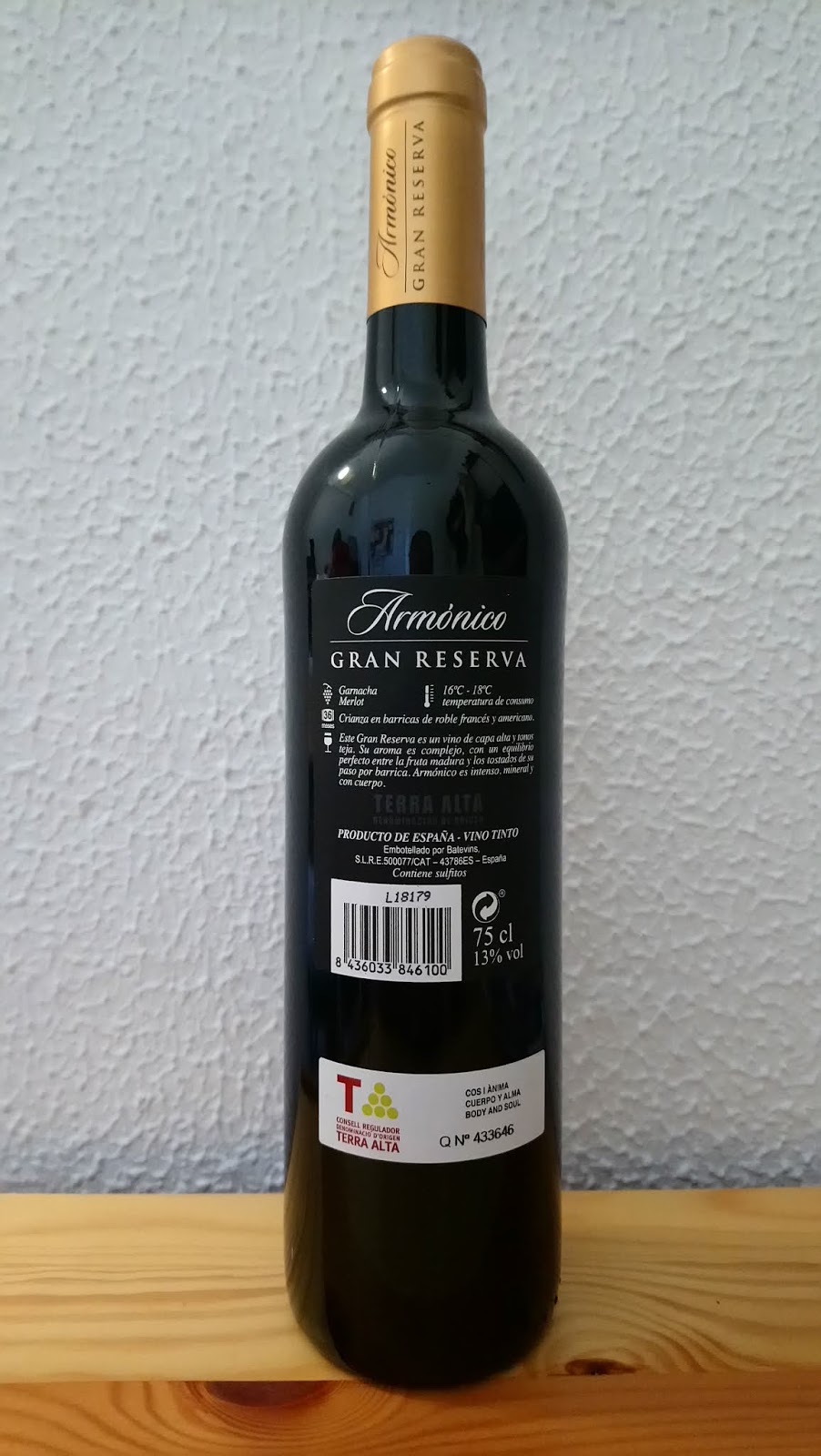 ¿Gusta tomar un vino? pasen y beban Armónico, DO Terra Alta, Gran