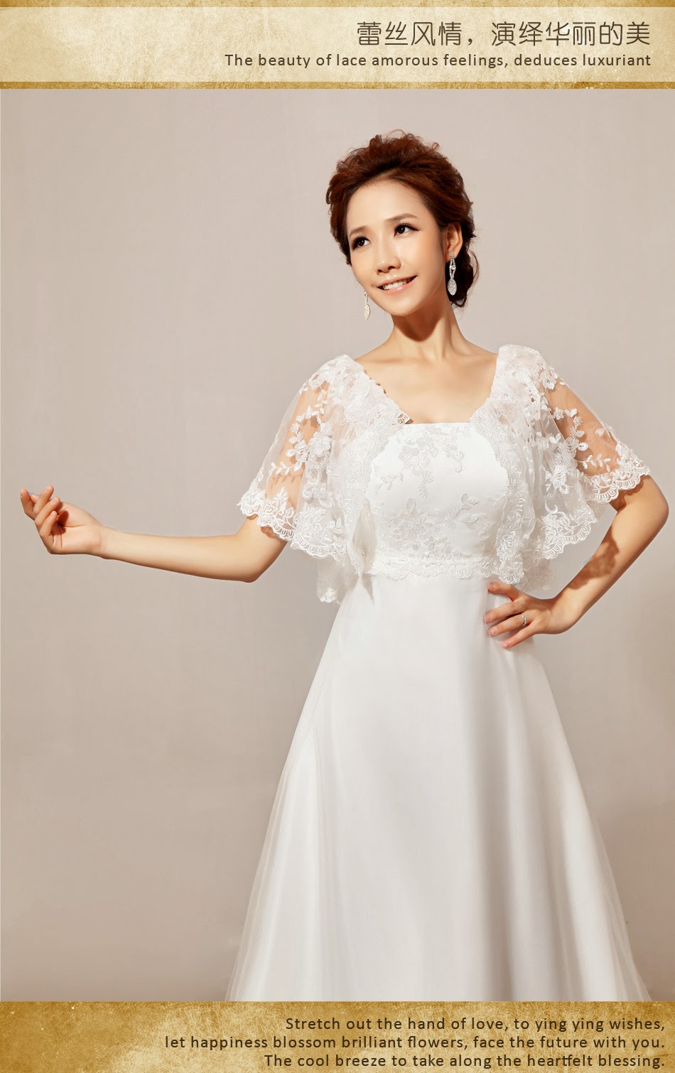 Sleeves Lace A-Line Wedding Gown :: My Gown Dress