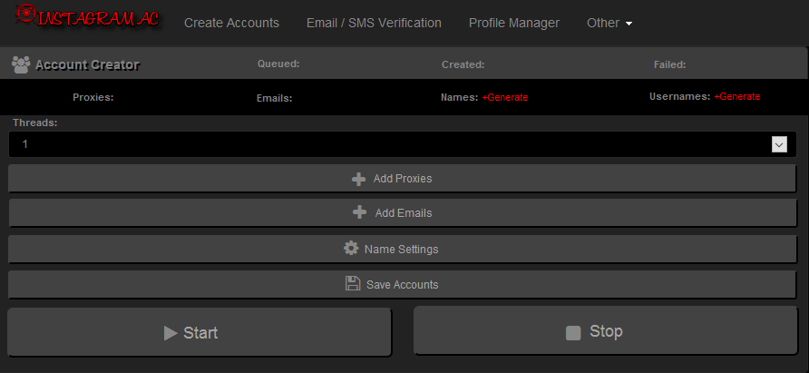 Bot accounts. Create account. Creator account. Profile Manager. Bot account.