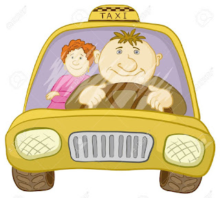 Resultado de imagen para dibujo de un taxista y una señora