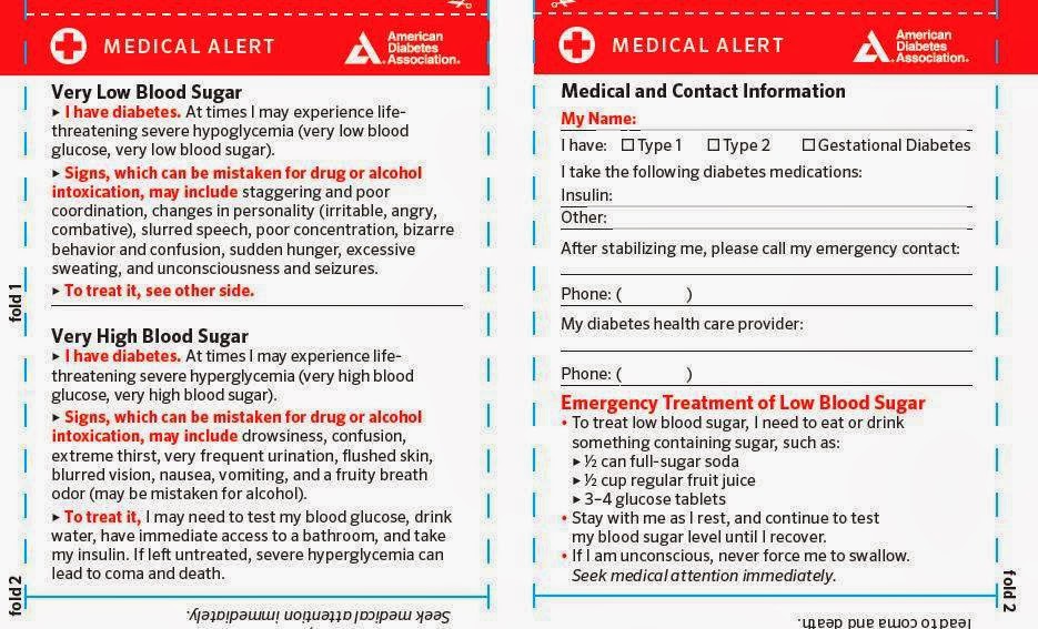 Diabetes Medical Alert ID Card OpenDoor Health Awareness Diabetes Medical Alert ID Card OpenDoor Health Awareness