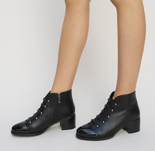 Botine Tenesis Negre pentru birou la moda Botine Tenesis Negre pentru birou la moda