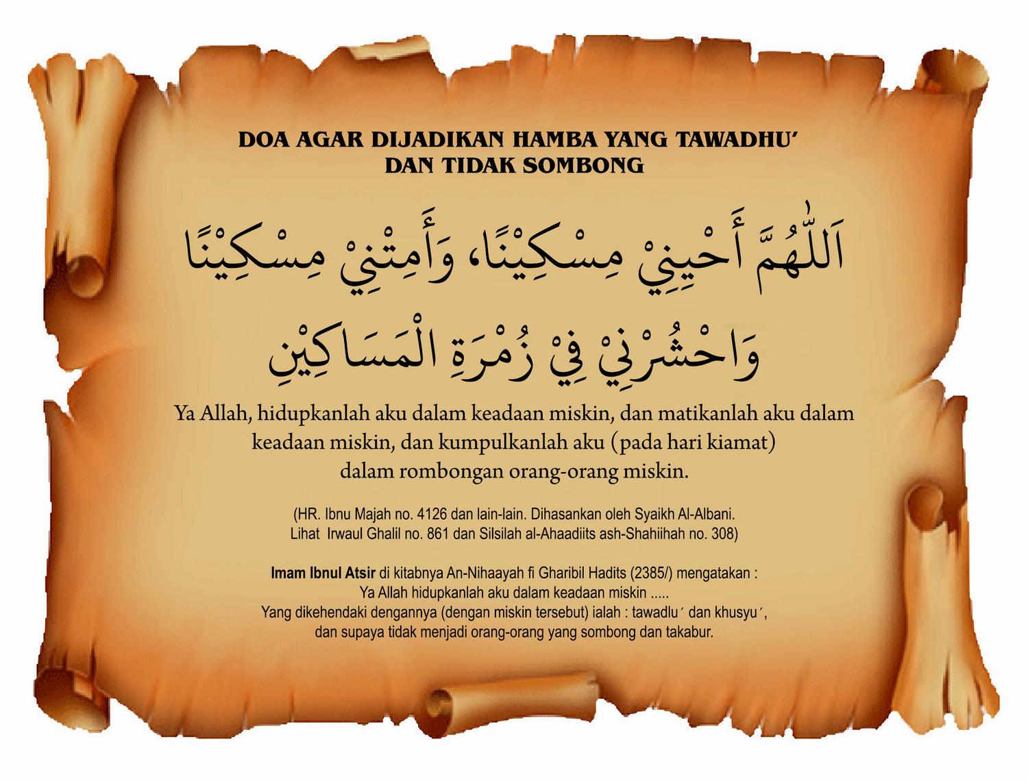 Islam itu Indah: Doa memohon jadi tawaduk dan tidak sombong