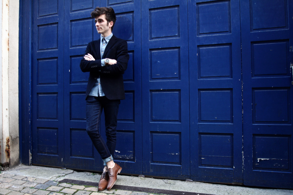 Blog_homme_mode_style-san-marina-testeur-de-shoes-job-chaussures-cuir-tressé-bonne-gueule-chemise-chambray-bleu-bordeaux-paris_dandy-preppy_campagne-cool
