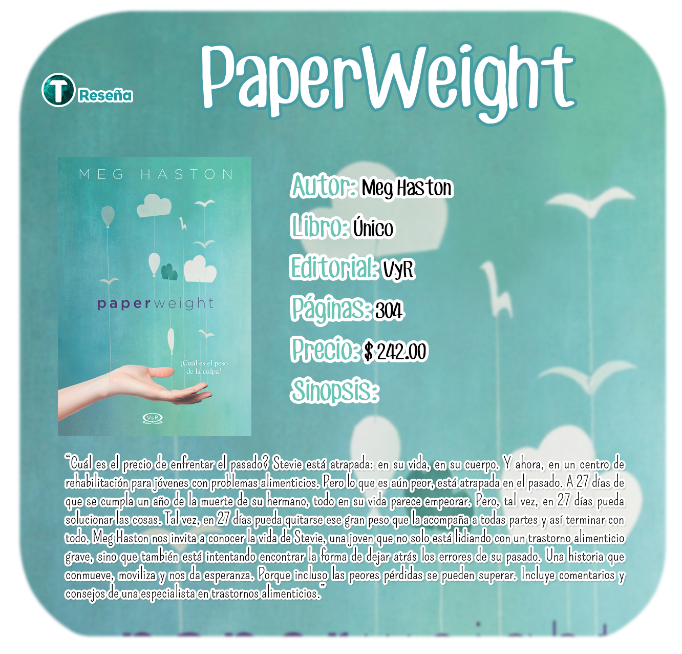 Trance de Letras Reseña PaperWeight ¿Cuál es el peso de la culpa? de