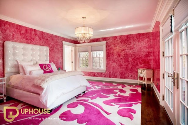 Phòng ngủ màu hồng trắng 10