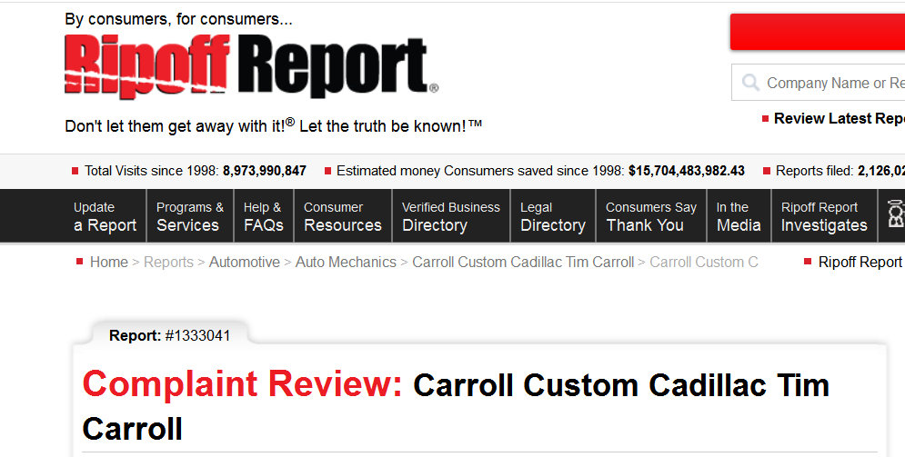 Victims of Tim Carroll & Carroll Custom Cadillac & TJC Construction