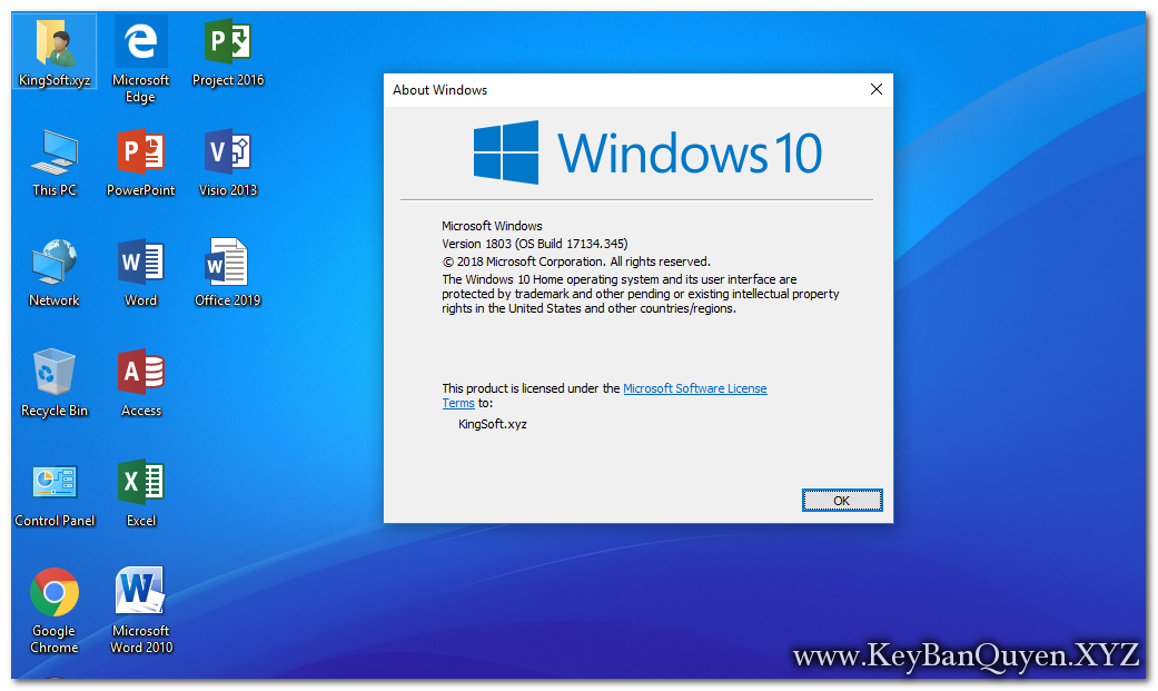 key window 10 pro 1803