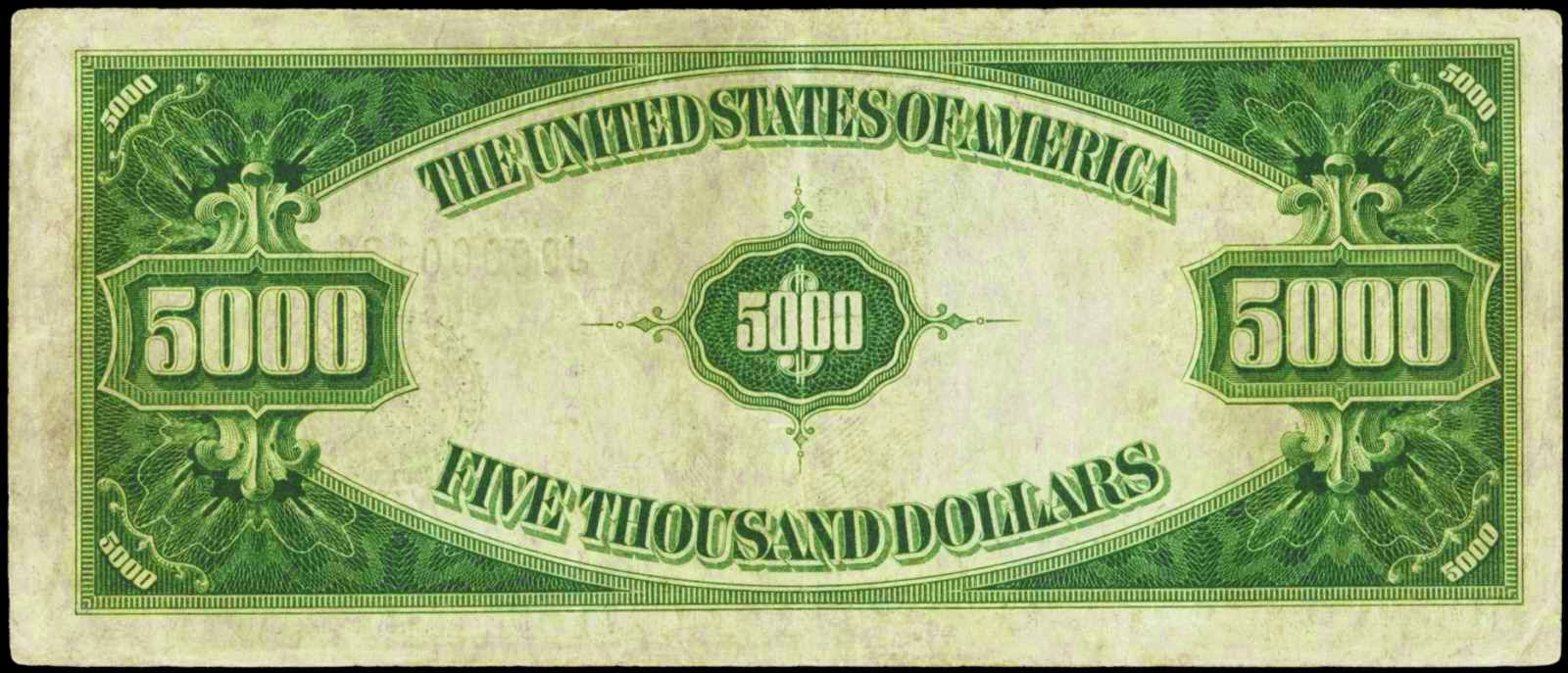United States Old Five Thousand Dollar Note Bill