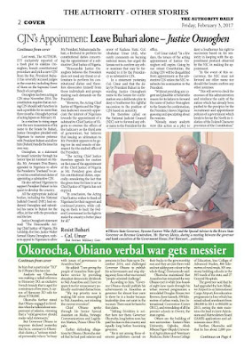 2 The Authority Newspapers today February 2nd, 2017