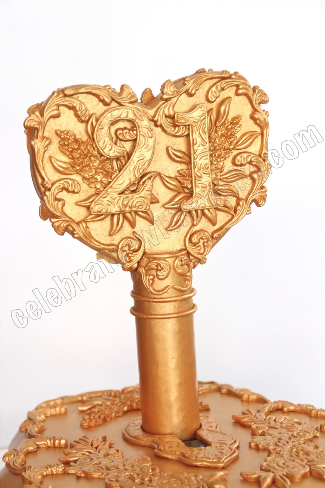 Celebrate with Cake! 21st Birthday Vintage Lock & Key Cake Celebrate with Cake! 21st Birthday Vintage Lock & Key Cake