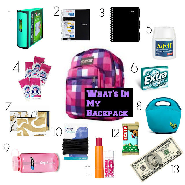 Tables and Closets What's In My Backpack // Back To School Series