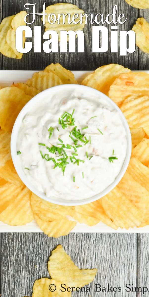 An easy to make Homemade Clam Dip Recipe like Granny used to make! A favorite dip recipe for Parties from Serena Bakes Simply From Scratch.