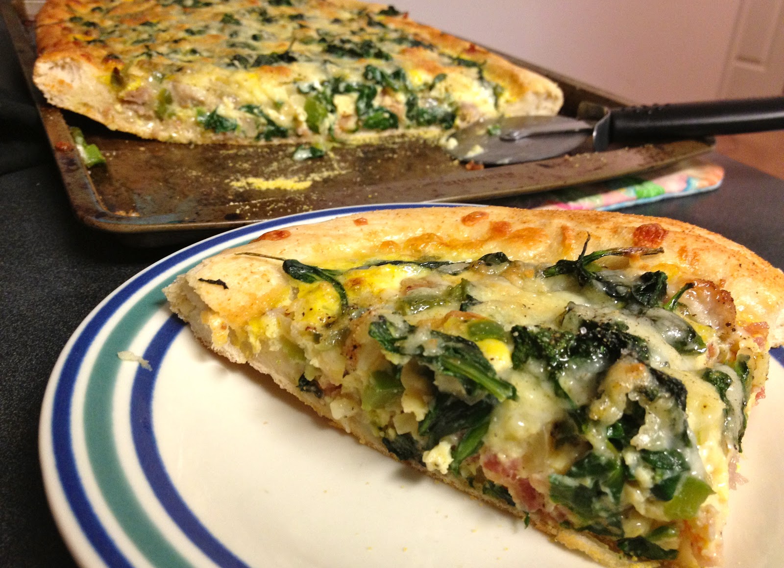 Gourmet Taste for the College Buds Spinach Breakfast Pizza