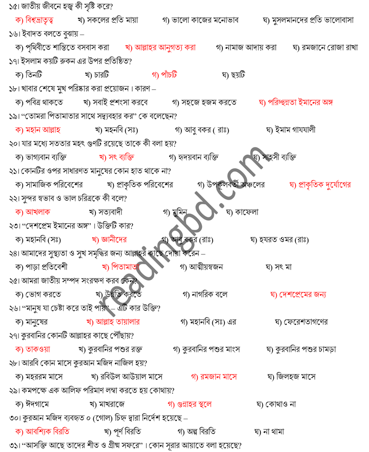 BD JOBS AND STUDY ZONE PSC Suggestion 2017 Islam and Moral Education