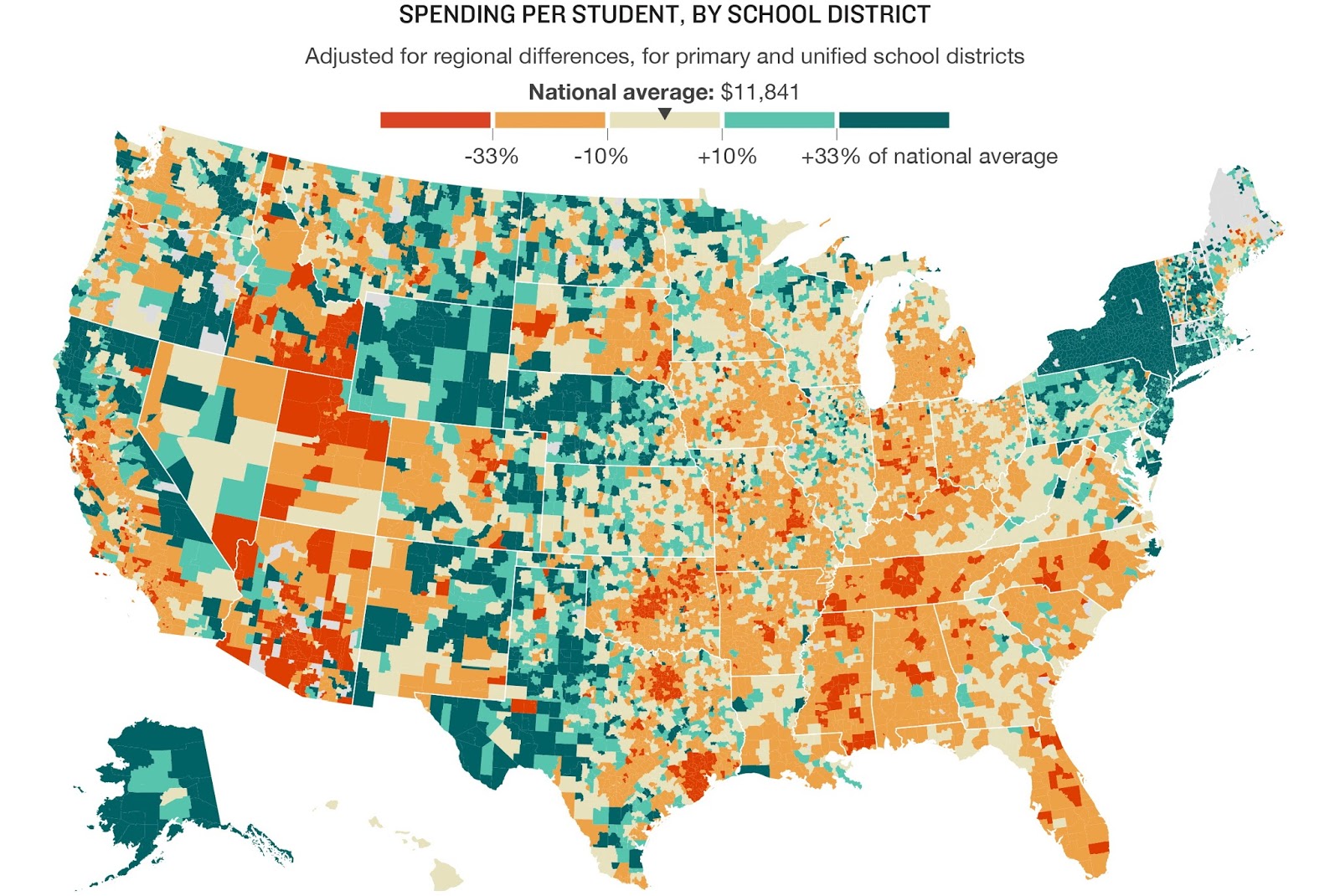 Spending per student, by school district Vivid Maps