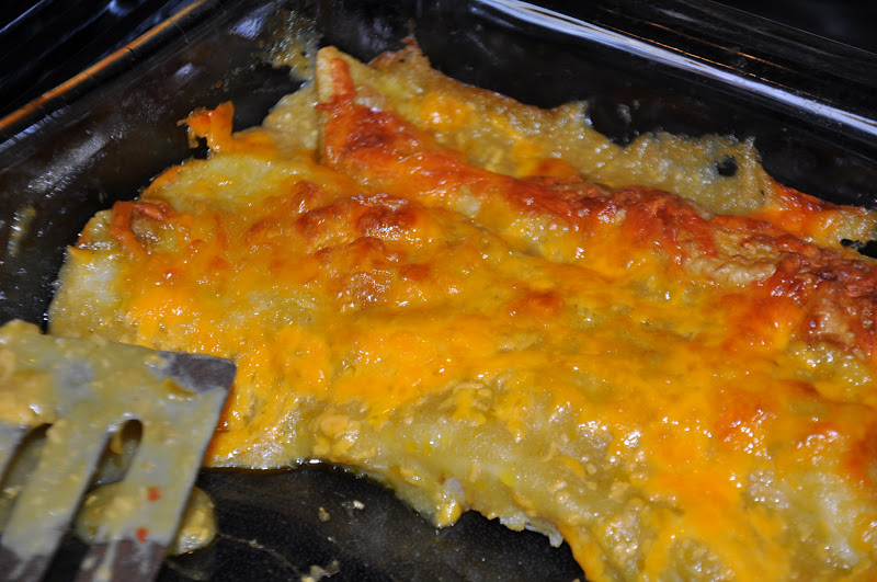 Forced to Cook Green Chili Cream Cheese Enchiladads