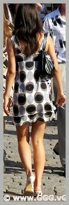 Girl wearing black-white summer dress