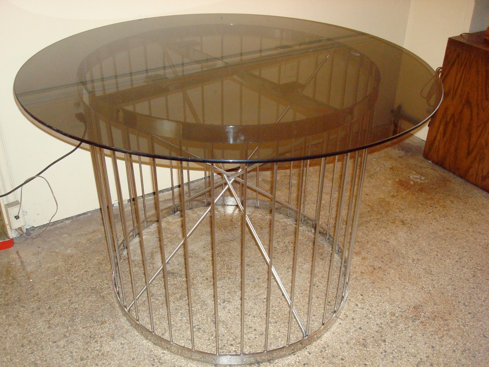 Era Antiques Custom Made Chrome Dining Table Base with Stainless Steel