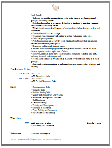 over 10000 cv and resume samples with free download  mail clerk resume sample