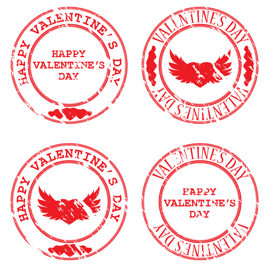 バレンタインデーのスタンプ デザイン heart-shaped valentine seals イラスト素材2