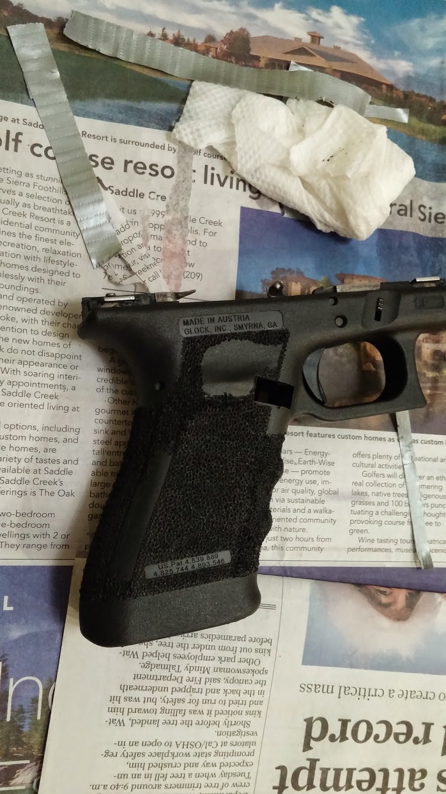 Glock 21 SF, full grip stipple via a soldiering iron