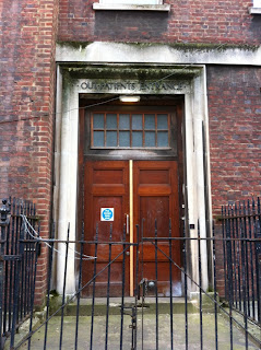 Outpatients Entrance of abandoned London hospital, somewhere near Russell Square, London