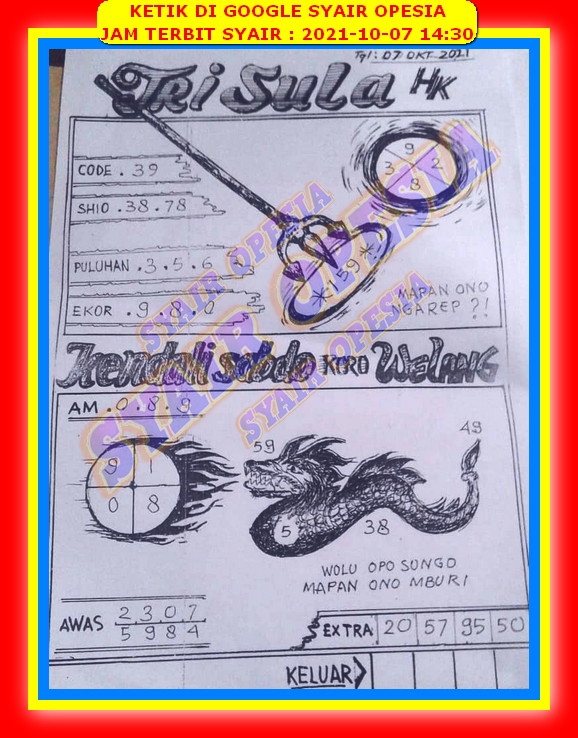 Syair Hk Hari Ini Kamis 7 Oktober 2021 Opesia Official