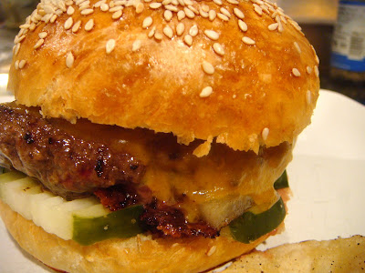 Cheddar-and-onion smashed burgers with homemade sesame buns