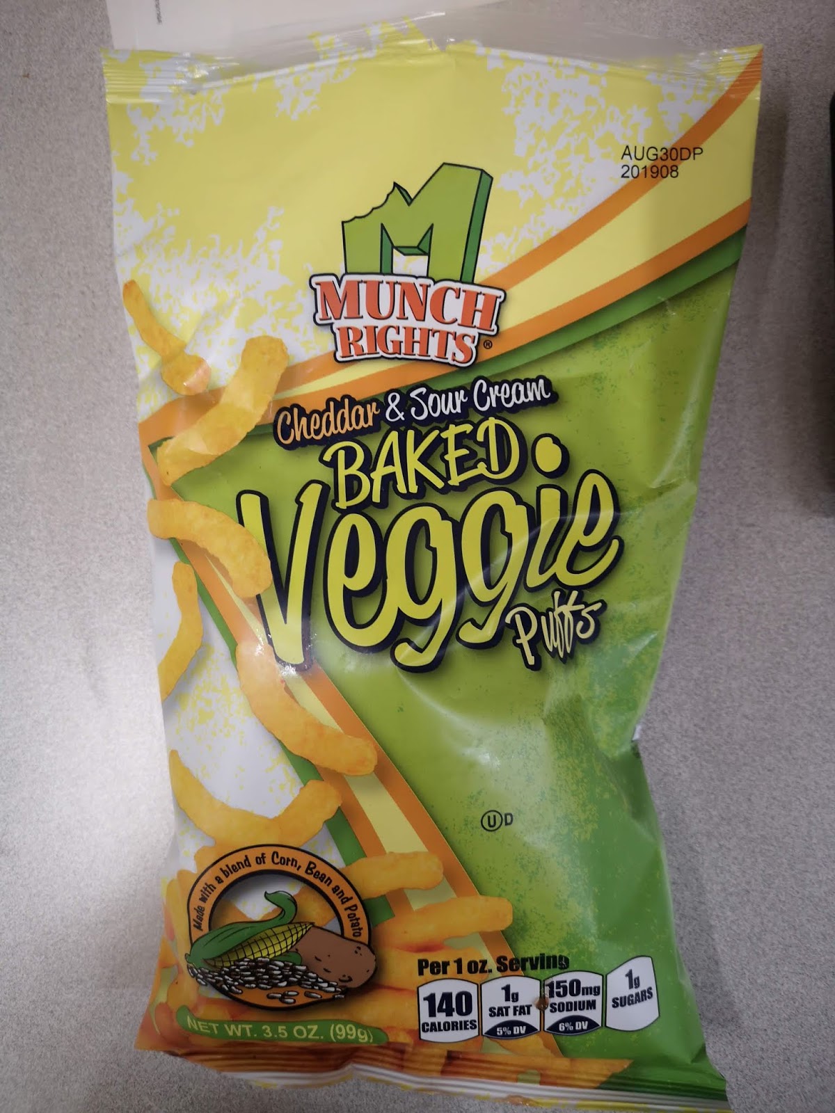 Munch Rights Cheddar & Sour Cream Baked Veggie Puffs (Dollar Tree)