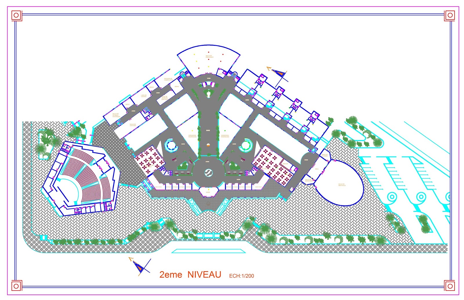 Projet Complexe culturel dwg ,cultural complex dwg
