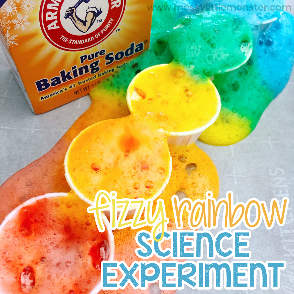 Rainbow baking soda science experiment for kids 