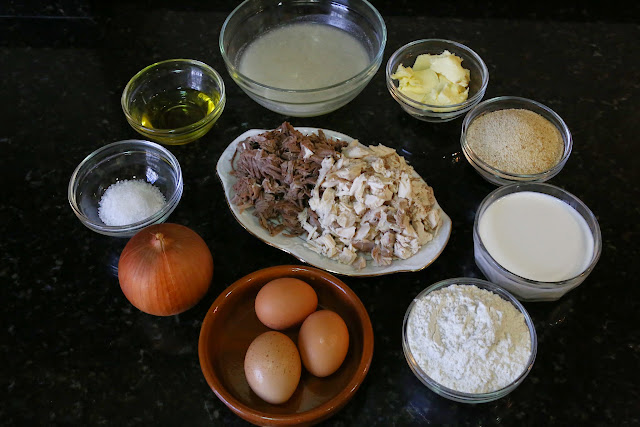 Ingredientes para croquetas de ternera y pollo