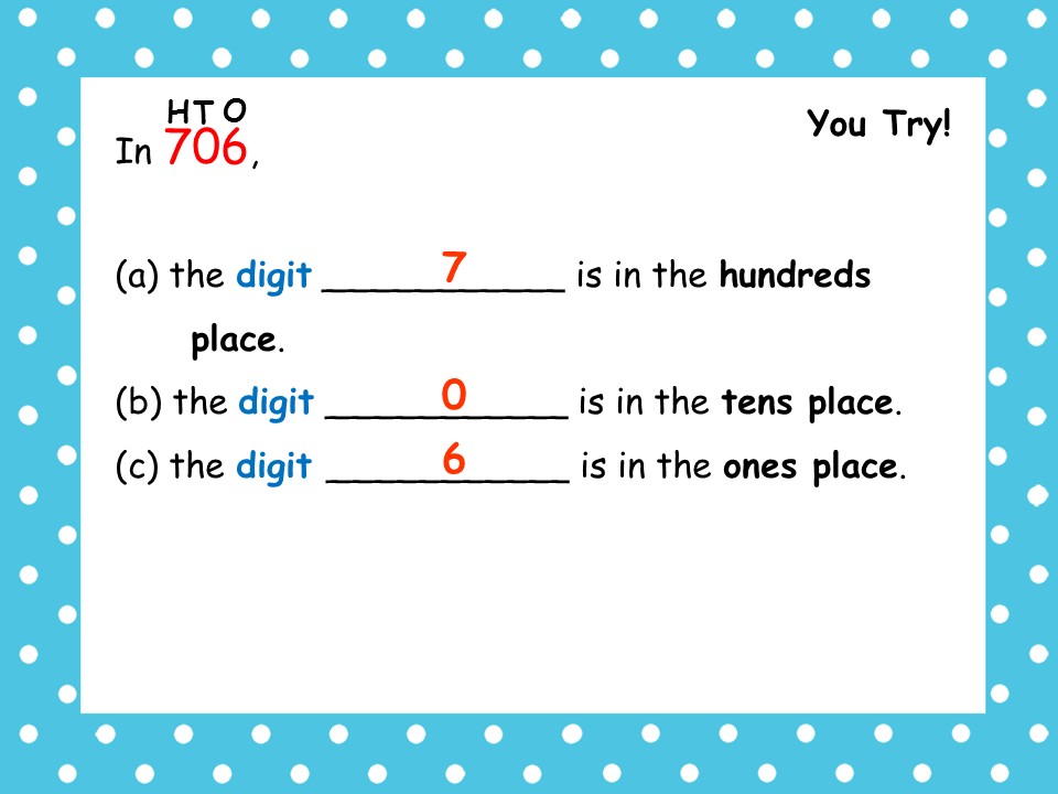 P2A Class Blog: Numbers to 1000 - Place Value