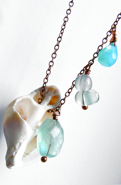 Lovely Clusters - Online Curator : Seashell Aqua Necklace