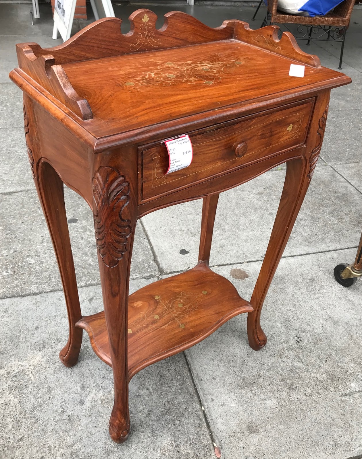UHURU FURNITURE & COLLECTIBLES SOLD 27765 Inlayed Teak Side Table 75