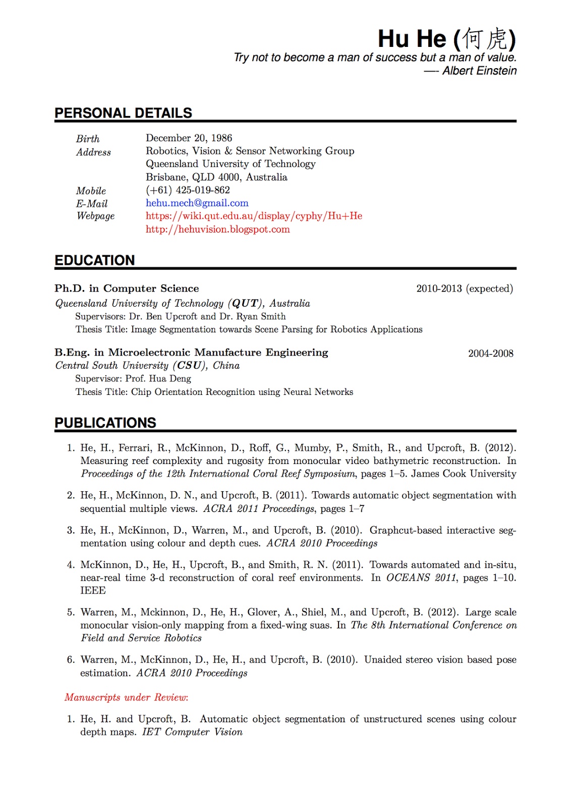 Typeset resume