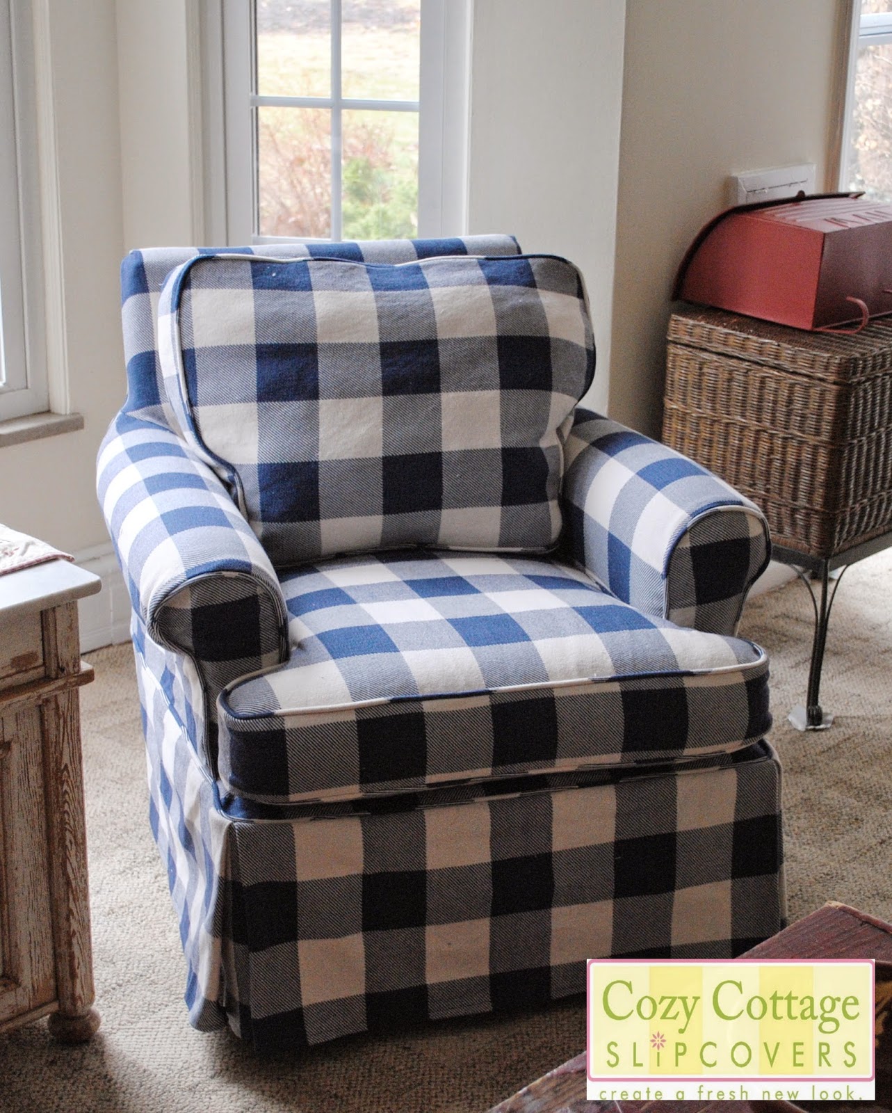 Blue Buffalo Buffalo Plaid Ottoman Cover Buffalo Check Navy Blue