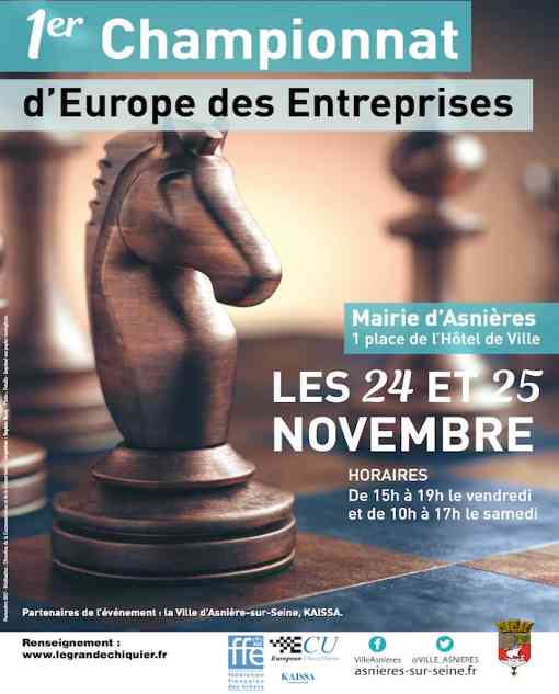 L'affiche officielle du 1er Championnat d'Europe d'Echecs des Entreprises