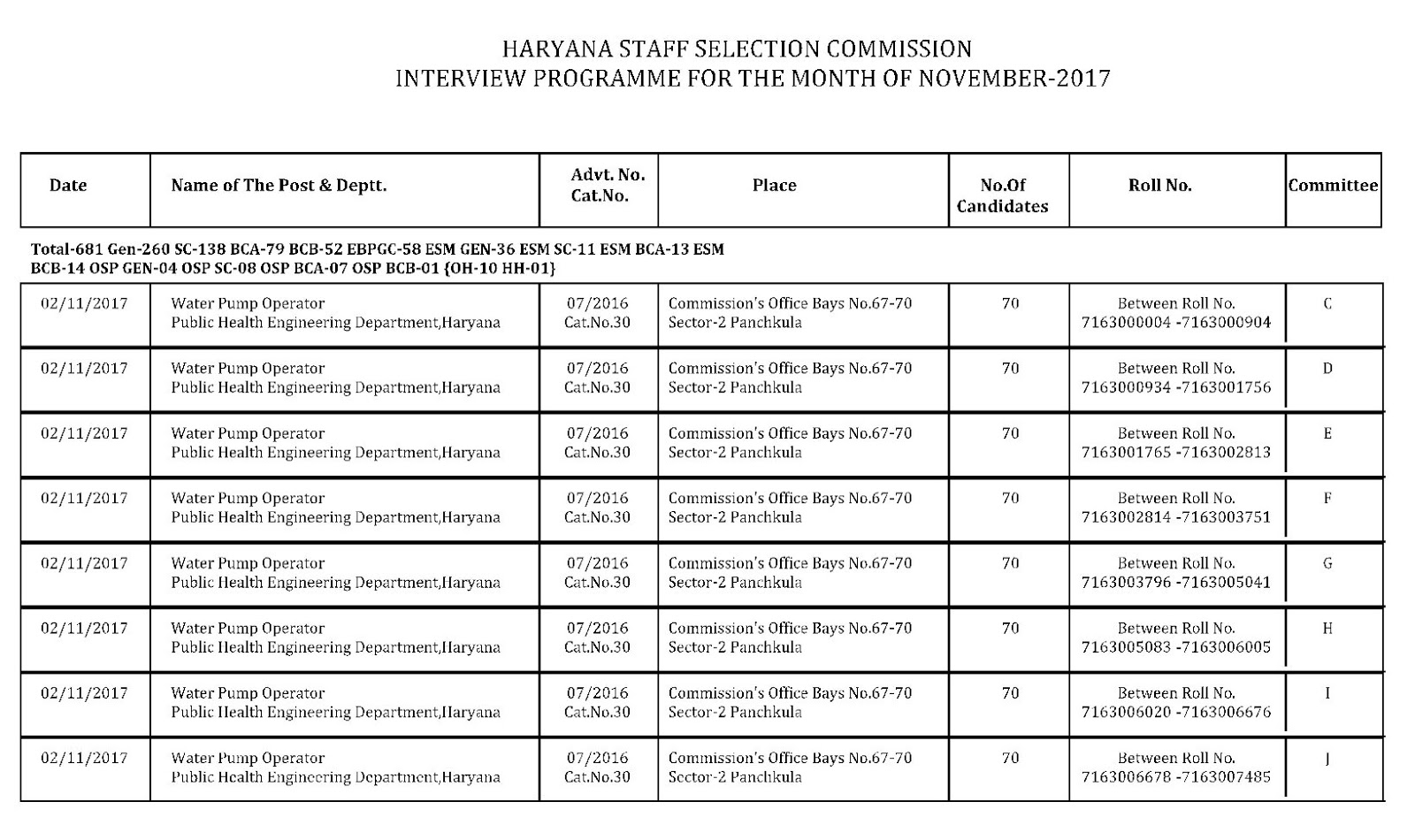 interview schedule