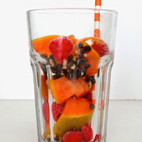 Sumo de papaia e framboesa 