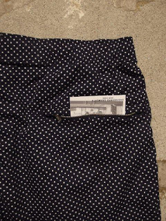 Engineered Garments Long Beach Short in Navy Printed Polka Dot