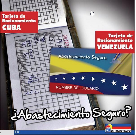 cartão de racionamento, venezuela, cuba