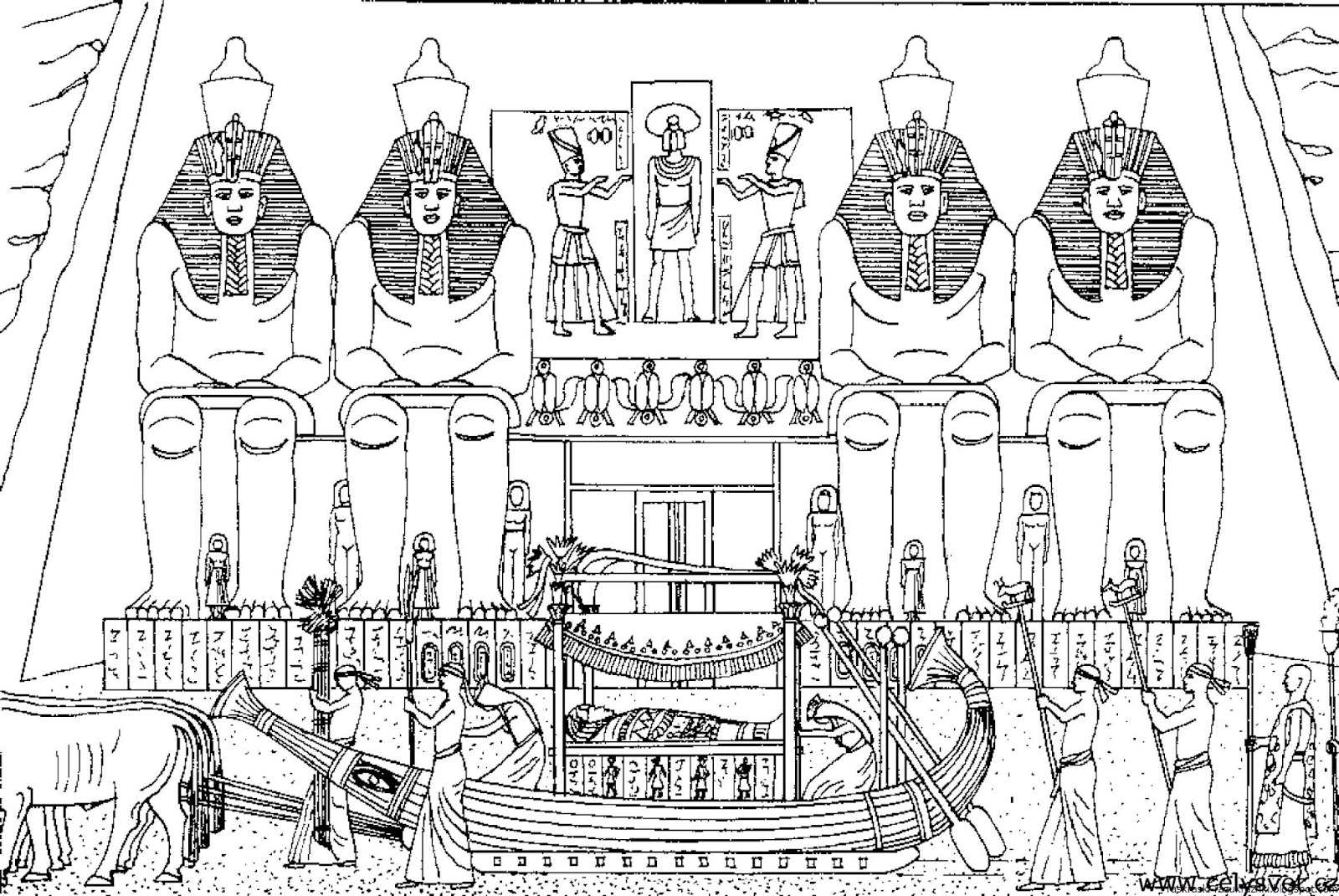 Раскраска древний Египетский храм Карнак