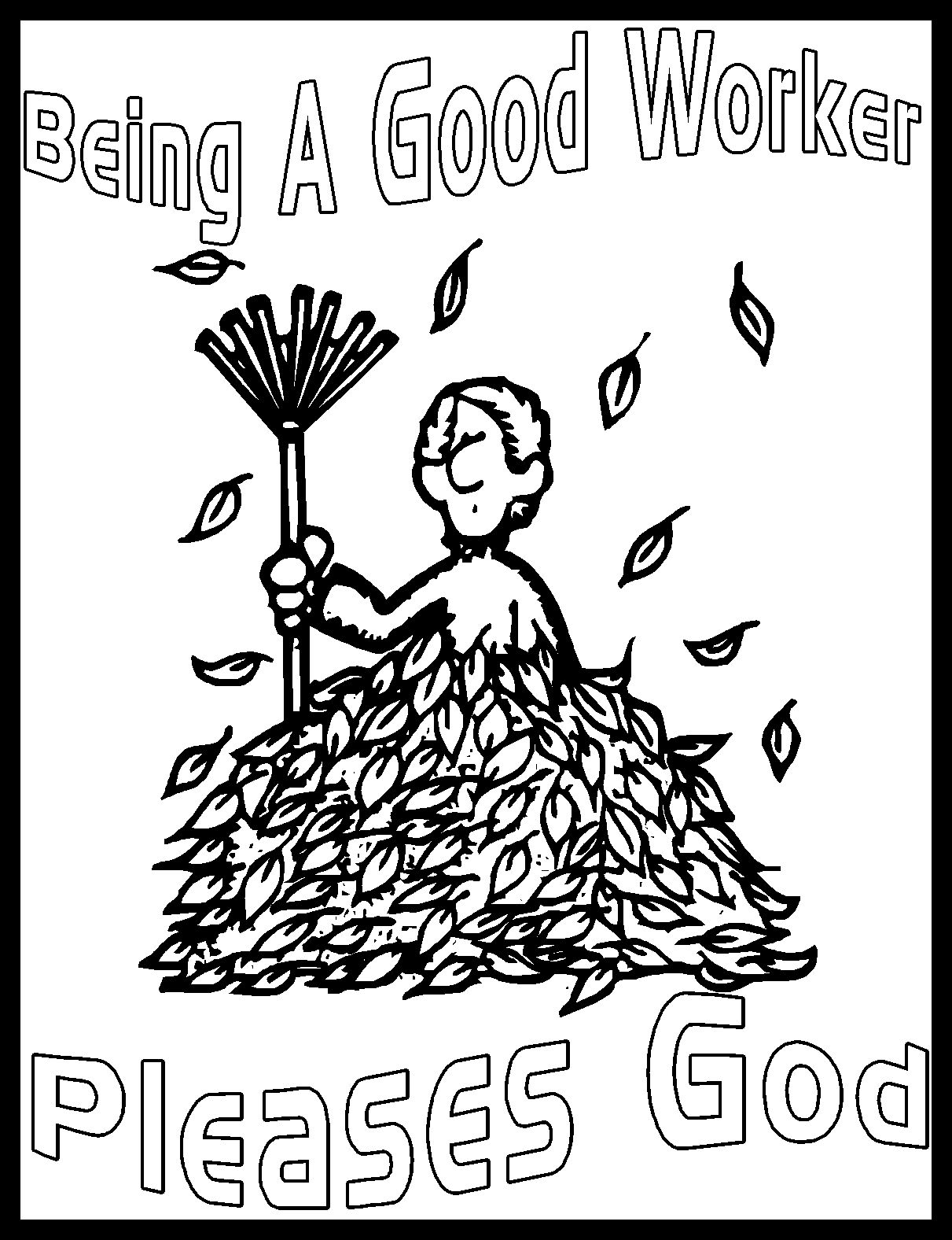 Children's Gems In My Treasure Box Coloring Sheets On Being A Good Worker