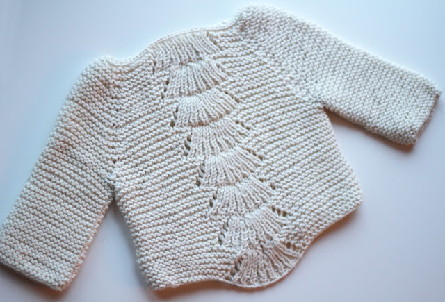 handmade diy knitting handknit sweater camilla babe quince and co fan pattern garter stitch merino wool baby sweater 