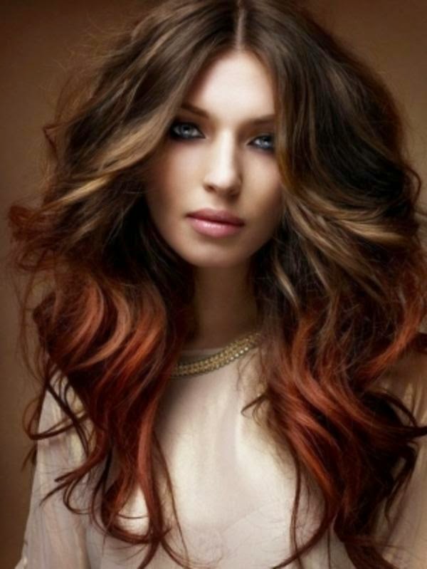 Brown Red Ombre Hair - Red Ombre Hair With Blonde